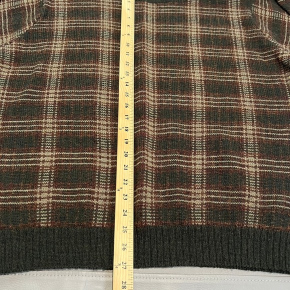 VTG Polo Ralph Lauren Men XL Plaid Check Crew Neck Sweater 100% Wool Brown-4532 - Picture 5 of 10